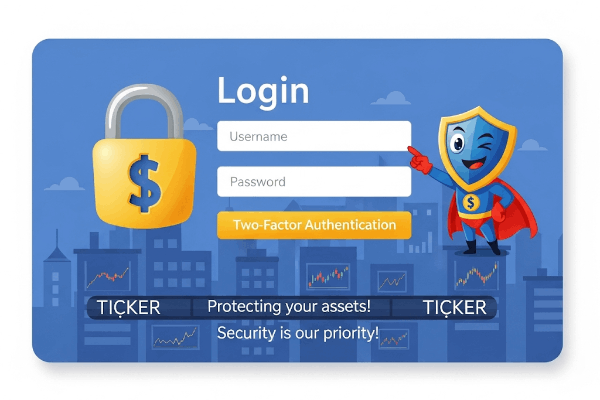 Illustration of a secure login screen on a trading platform, emphasizing the importance of account security.